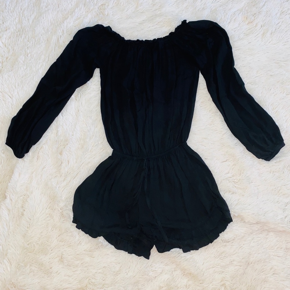 Black strapless romper